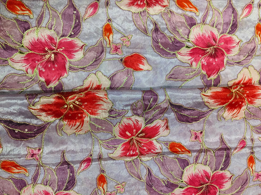 Folral Chinnon Position Work All Over Chinnon Fabric
