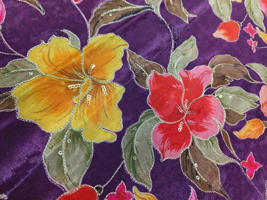 Folral Chinnon Position Work All Over Chinnon Fabric