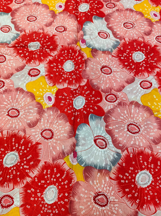 Folral AllOver Position Work on Muslin Fabric