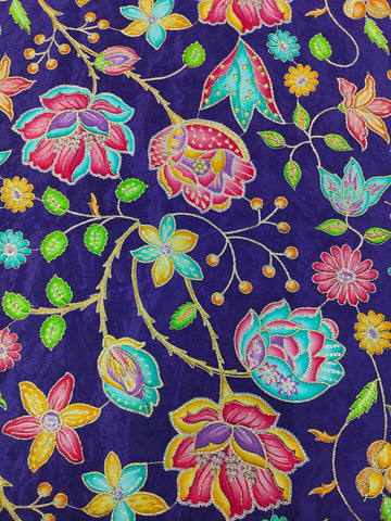 Floral All Over Position Work On Pure Viscose Crepe Fabric