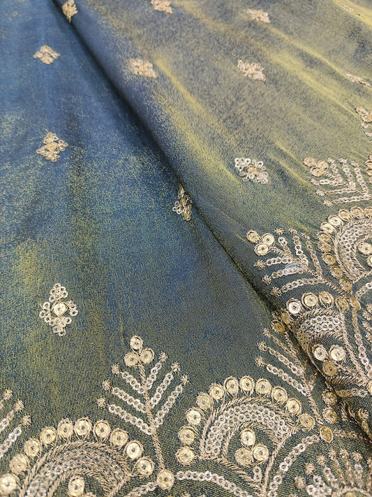 Butti With Border On Pure Viscose Tissue Fabric