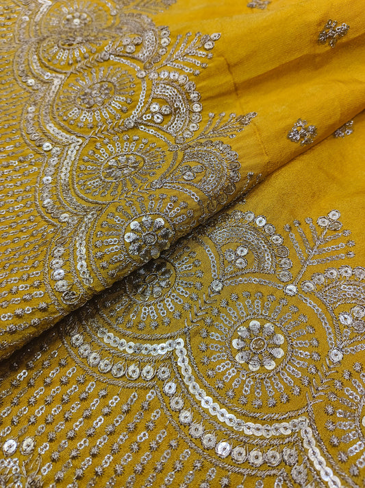 Butti With Border On Pure Viscose Tissue Fabric