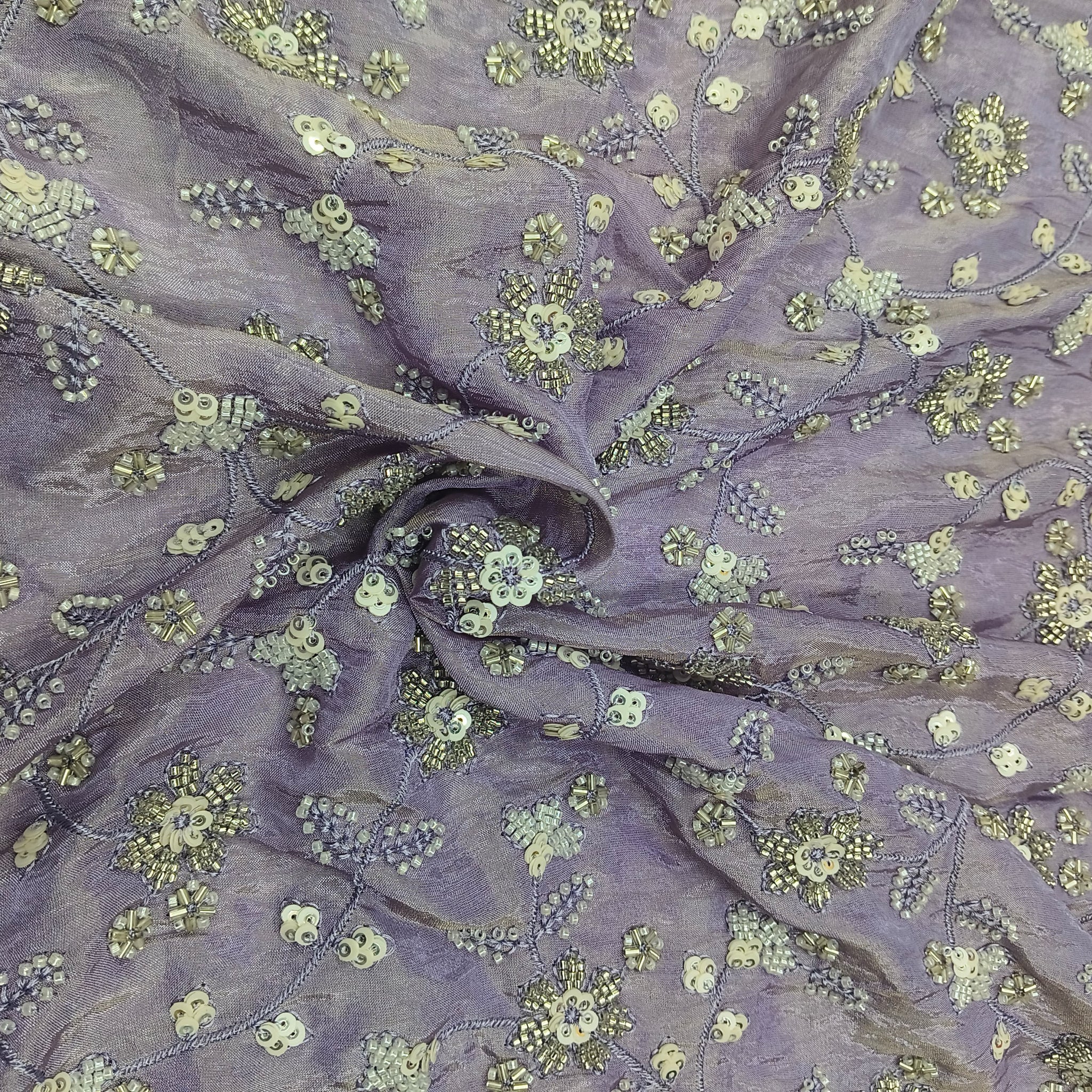 Cut Dada  allOver Position Work On Pure Tissue Fabric